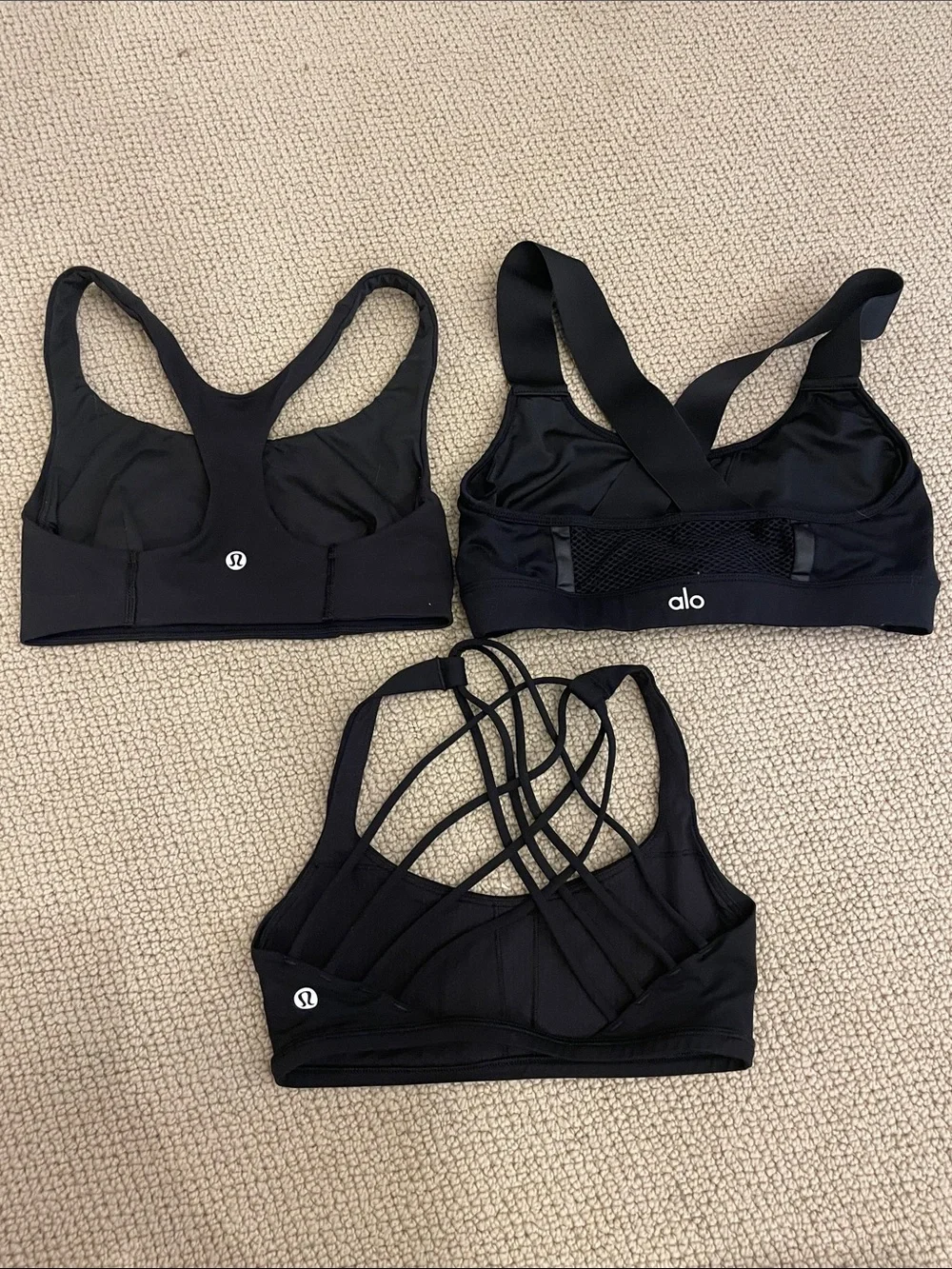 Bundle of 3 - Lululemon and Alo - Black Sports Bras - Sz 4